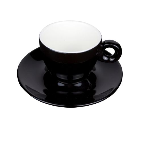Bola Kaffeetasse und Untertasse in schwarz zum Bedrucken